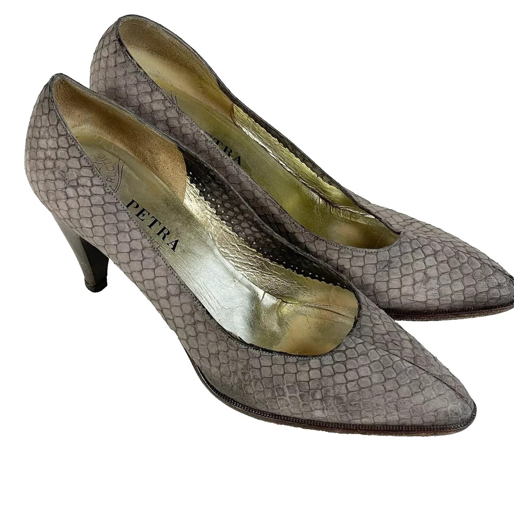 Petra Florence Animal‎ Print Leather Pump Heels Womens Size 8.5 Cone Heels